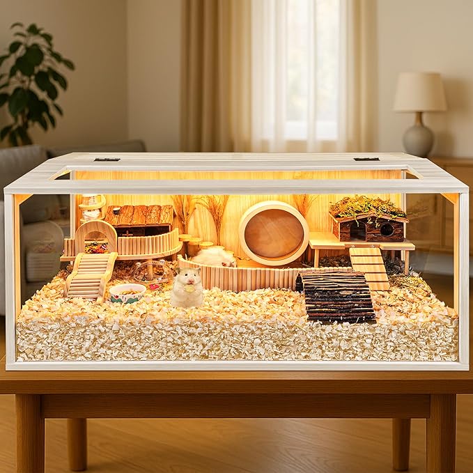 Hamster Cage Chewproof, Large Hamster Cages and Habitats, Openable Top with Acrylic Sheets, Solid Built-Mewly Pet