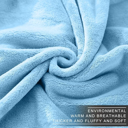 Fleece Blankets for All Season - Premium Lightweight Anti-Static Throw for Travel Size Bed Extra Soft Brush Fabric Warm Sofa Thermal Blanket 51" x 60"(Washed Blue)