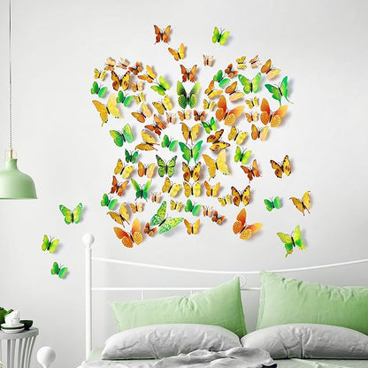 24pcs 3D Vivid Special Man-Made Lively Butterfly Art DIY Decor Wall Stickers Decals Nursery Decoration, Bathroom Décor, Office Décor, 3D Wall Art, 3D Crafts for Wall Art Kids Room Bedroom
