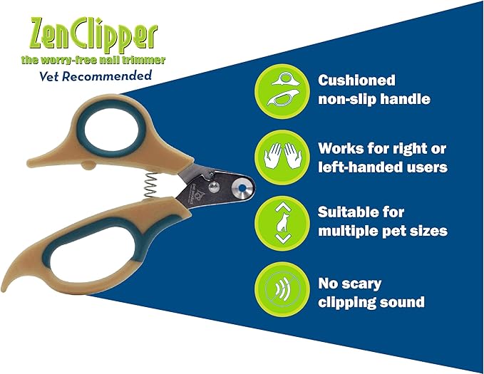 Zen Clipper Pet Nail Clipper for Dogs – Dog Nail Trimmer for Safer Pet Grooming Care - Clean, Quiet, and Easy-to-Use Stainless Steel Claw Trimmer - (3.5mm Hole)-Mewly Pet