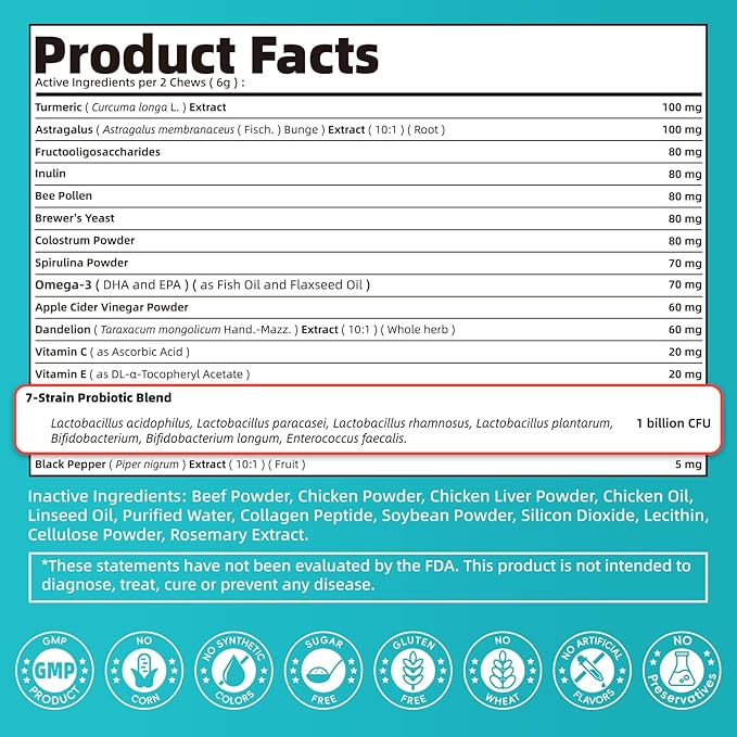 Dog Skin & Allergy Chews - Dog Probiotics for Sensitive Skin Health Support - Allergy Relief - Support Seasonal Allergies, Immune & Gut & Digestive Health Supplement - Beef Flavor - 90 Count-Mewly Pet