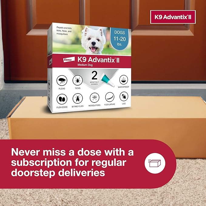 K9 Advantix II Medium Dog Vet-Recommended Flea, Tick & Mosquito Treatment & Prevention | Dogs 11-20 lbs. | 1-Mo Supply-Mewly Pet