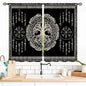 Viking Curtains, Nordic Tree of Life Celtic Rune Scandinavian Gothic Norse Mythology Aesthetic Retro Drapery for Bedroom Living Room Bathroom Window 2 Panel Set, 55x39 Inch