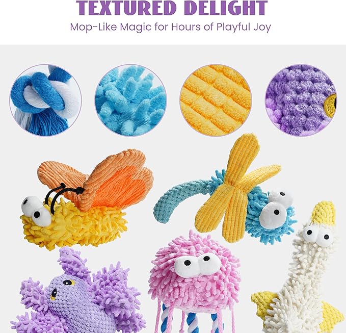 Nocciola Small Medium Large Dog Toys, Cute Soft Squeaky Crinkle Plush Stuffed Durable Pet Teething Animal Chew Toys for Small to Large Breed, Cognitive Stimuting Boredom Puppy Busy Birthdays Gifts-Mewly Pet