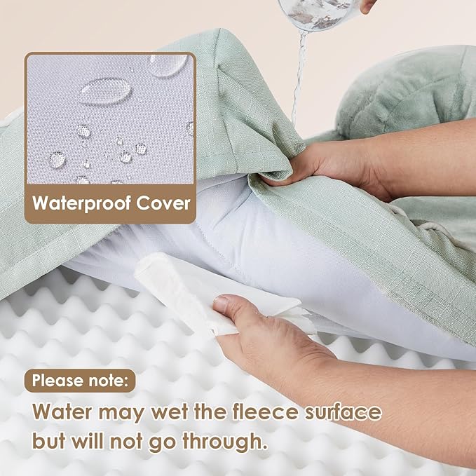 EHEYCIGA Orthopedic XL Dog Beds, Waterproof Memory Foam Dog Bed for Extra Large Dogs, Non-Slip Bottom and Egg-Crate Foam Big Pet Couch Bed with Washable Removable Cover, Sage Green-Mewly Pet