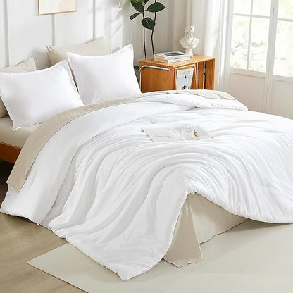 Litanika Twin XL Comforter Set White - 2 Pieces Extra Long Bed Set for College Dorm, All Season Bedding Set for Girls and Boys