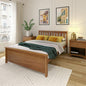 Plank+Beam Solid Wood Full Bed Frame, Platform Bed with Headboard, Pecan