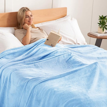 Exclusivo Mezcla Fleece Blanket Twin Size for Bed, Super Soft and Warm, All Season Use, Cozy, Plush, Lightweight, 60x80 Inches Ice Blue