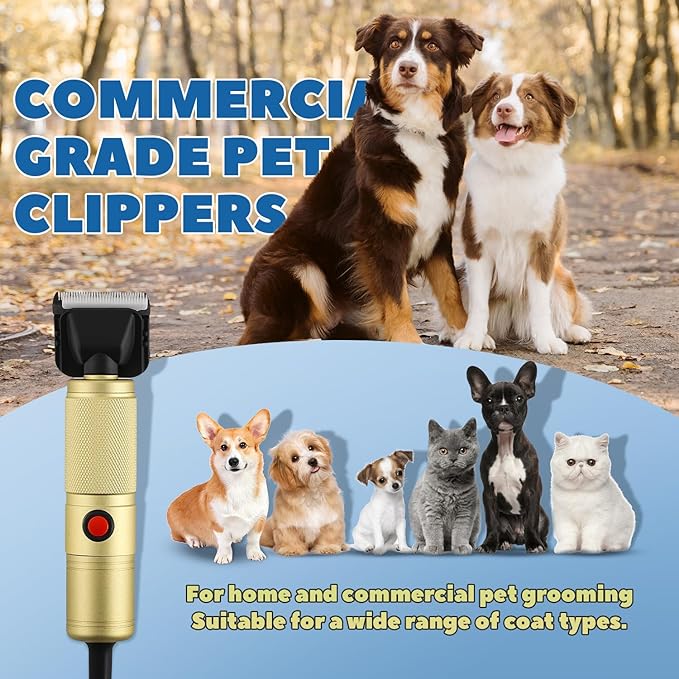 Pet Grooming Clippers 280W for Thick Heavy Coats, 2000-6000rpm Stepless Speed Control & 10ft Power Cord, Low Noise< 50db, Dog Trimmer Kit with Extra Detachable Blade (280W)-Mewly Pet