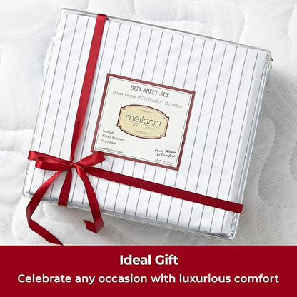 Mellanni Twin Sheets Set - 3 PC Iconic Collection Bedding - Hotel Luxury, Extra Soft, Cooling Bed Sheets - Wrinkle, Fade, Stain Resistant (Twin, Pin Stripe Gray)