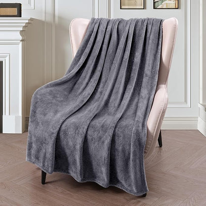 Exclusivo Mezcla Fleece Throw Blanket for Couch, Sofa, 300GSM Super Soft and Warm Blankets, Dark Grey Throw All Season Use, Cozy, Plush, Lightweight, 50x60 Inches