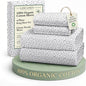 LANE LINEN 100% Organic Cotton Printed King Bed Set, All Season Crisp Percale Weave, Ultra Soft & Comfy Mercerized Cotton Bedding Sheets & Pillowcase Set King Size Printed Sheets - Haze Grey