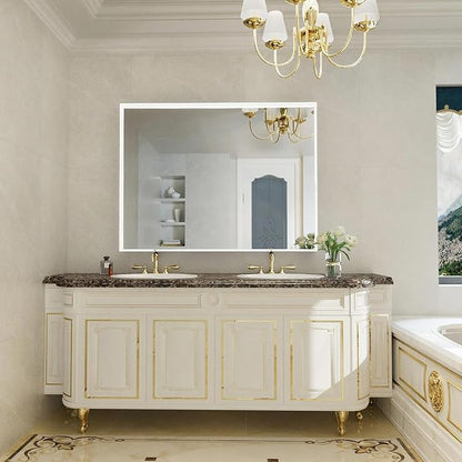 40” x 30” White Bathroom Mirrors for Over Sink, Rectangular Vanity Mirror, Metal Framed Decorative Mirror for Living Room, Bedroom, Tempered Glass, Anti-Rust, Horizontal/Vertical