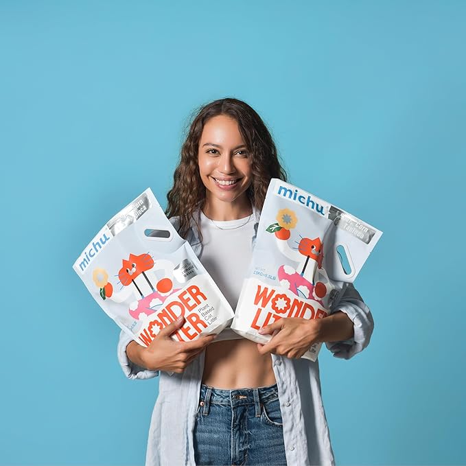 Tofu Cat Litter Natural Clumping Tofu Cat Litter 5.5lb/88oz 5 Scents (Watermelon + Wonder Litter, 2 Pack)-Mewly Pet