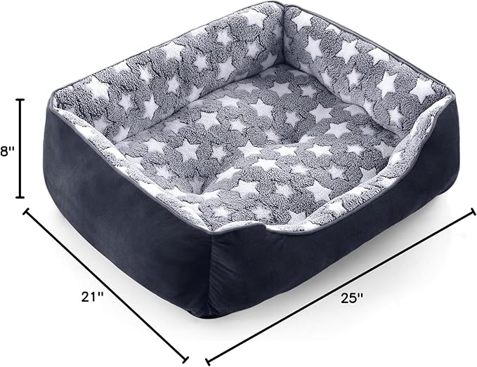GASUR Dog Beds Small Plus Size, Small Dog Bed Washable, Orthopedic Pet Sofa Bed, Pet Cuddler Anti-Slip Bottom, Soft Calming Sleeping Warming Puppy Bed (S Plus (25"x 21"x 8"), Black)-Mewly Pet