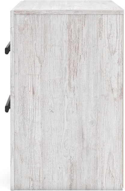 Signature Design by Ashley Cayboni Vintage 2 Drawer Nightstand with Safety Stop for Bedroom, 24.37" Tall, White