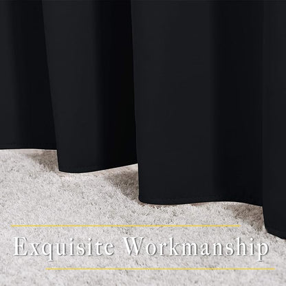 NICETOWN Blackout Black Curtains & Drapes 90 inches Long - Grommet Thermal Insulated Blackout Drapes Light Blinds Room Darkening Window Treatments for Bedroom (2 Panels, W52 x L90, Black)