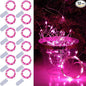WATERGLIDE 12 Pack Fairy Lights Battery Operated (Included), 7 ft 20 LED Mini String Lights, Waterproof Silver Wire Firefly Starry Light for DIY Wedding Christmas Party Mason Jars Decor, Pink