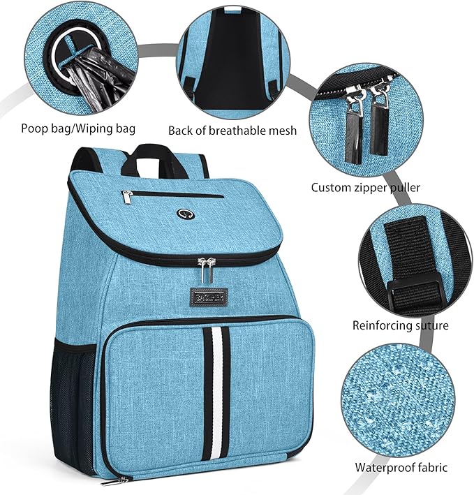 BAGLHER丨Dog Travel Bag, Airline Approved Pet Supplies Backpack, Dog Travel Backpack with 2 Silicone Collapsible Bowls and 2 Food Baskets-Mewly Pet