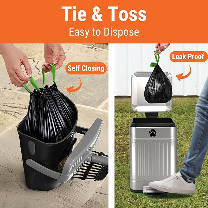 Dog Pooper Scooper with Bag Attachment, 40" Long Handle Pooper Scooper for Large Dogs, Dog Poop Scoop for Yard, Large Capacity Swivel Bin and Rake, Lavender Scented Bags (Grey)-Mewly Pet