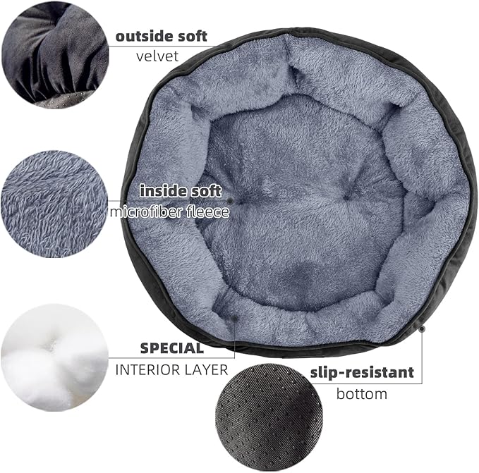 Asvin Small Dog Bed for Small Dogs, Cat Beds for Indoor Cats, Pet Bed for Puppy and Kitty, Extra Soft & Machine Washable with Anti-Slip & Water-Resistant Oxford Bottom, Black, 20 inches-Mewly Pet