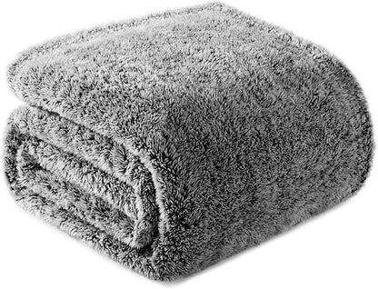Exclusivo Mezcla Plush Fuzzy Fleece Throw Blanket Extra Large, Super Soft, Fluffy and Warm Blankets for Couch, Bed, Suitable for All Seasons (50x70 Inches, Mixed Black)