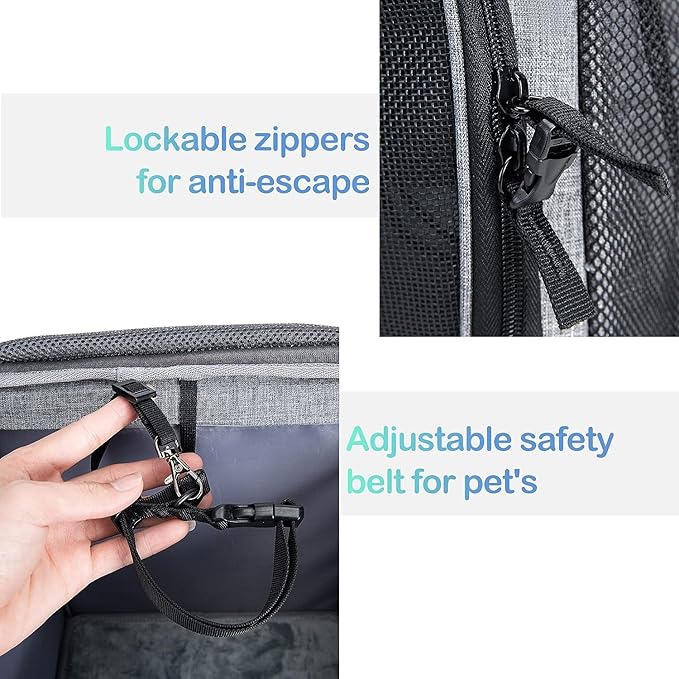 Dog Bike Basket Carrier, Pet Bicycle Front Carrier Backpack for Bike Riding Foldable Removable, Reflective Strips, 2 Side Storage Pockets, Pet Travel Bag for Cats Small Dogs-Mewly Pet