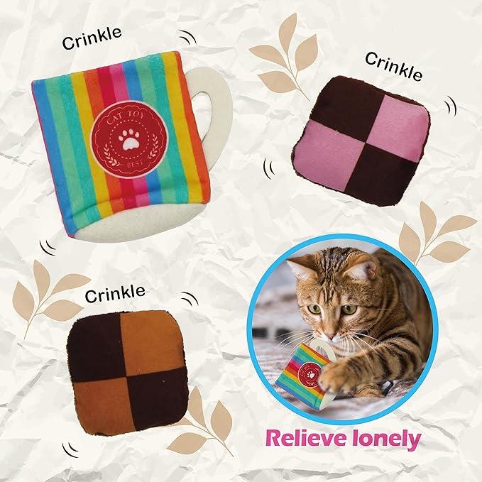 8 Assortments Sweets Value Pack, Natural Interactive Catnip Cat Toys, Toy with Crinkle and Feather, Accessories for Indoor Cat, Kitten Toys-Mewly Pet