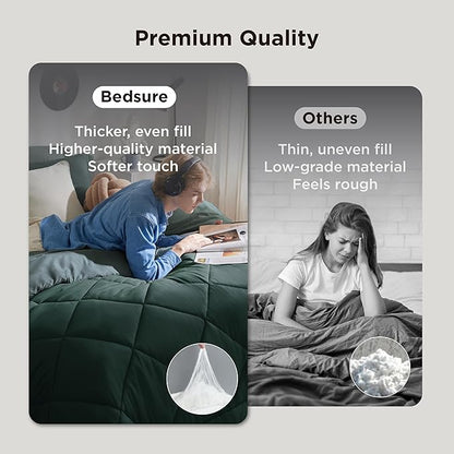 Bedsure King Comforter Set - 7 Pieces Reversible Emerald Green Bedding, King Size Bed Set for All Seasons, Bed in a Bag with Down Alternative Comforter, Sheets, Pillowcases & Shams