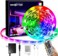 DAYBETTER SMD 5050 Remote Control Led Strip Lights 20ft, RGB Color Changing Led Strip with Remote Control for Room, Bedroom, Suitable for Home Decor, Living Room, Kitchen, Home Party Decoration, 24V