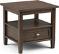 SIMPLIHOME Warm Shaker SOLID WOOD 20 inch Wide Rectangle Transitional End Side Table in Farmhouse Brown for the Living Room and Bedroom