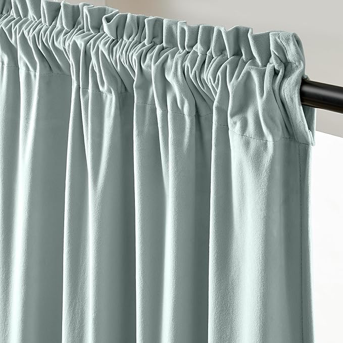 Lazzzy Velvet Blackout Curtains Thermal Insulated Room Window Drapes Super Soft Luxury Curtains for Living Room Bedroom Rod Pocket 2 Panels, Misty Blue, 52" W x 96" L