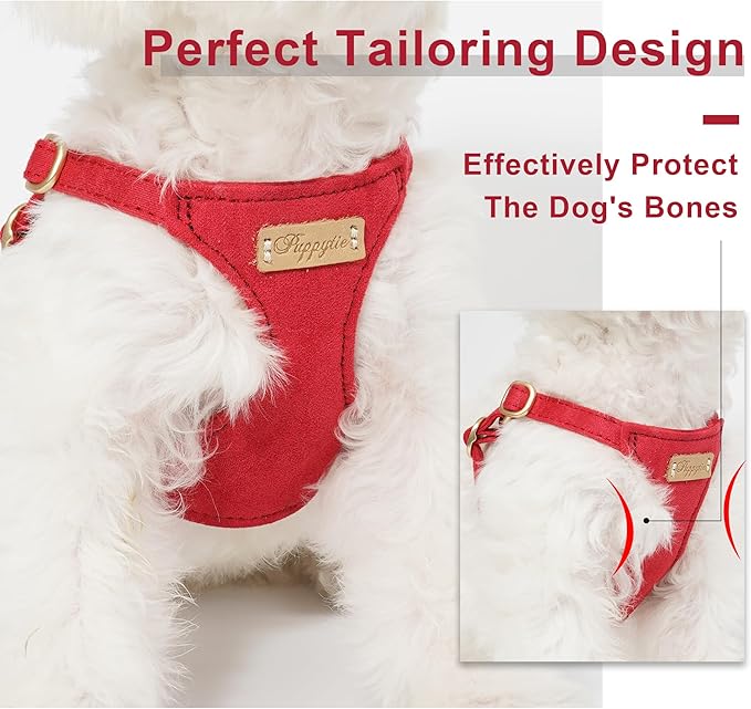 Puppytie No Pull Small Dog Harness with Multifunction Dog Leash,Lightweight Soft Adjustable No Choke Escape Proof Pet Harness Vest Pet Harness Vest,red-Camellia,S-Mewly Pet