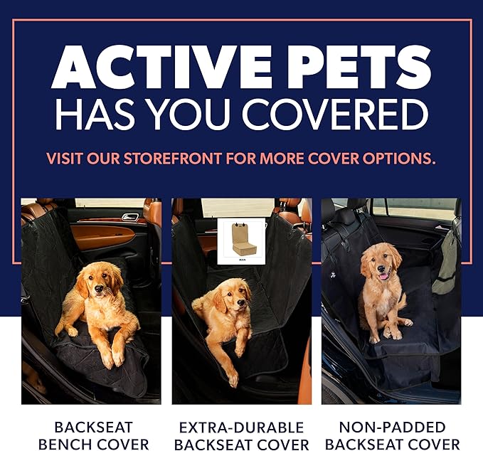 Active Pets Dog Car Seat Cover, Waterproof Front Seat Protector for SUV Truck Sedan, Pet Safety Travel Comfort System with Universal Fit, Beige-Mewly Pet