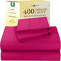 California Design Den Natural 100% Cotton Bed Sheets King Size Set - 400 Thread Count Sateen, Deep Pocket King Size Sheet Set, All Around Elastic, Soft, Cool and Durable Bedding - Hot Pink