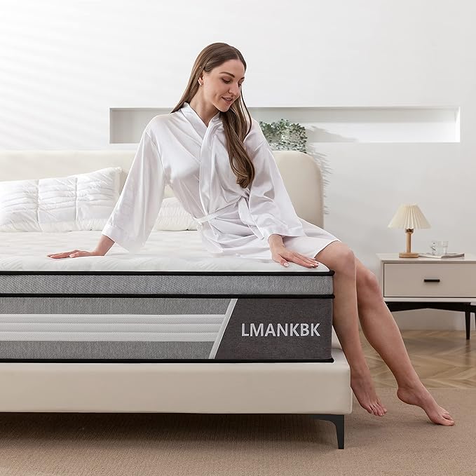 King Mattress,12 Inch King Size Mattress in a Box,Gel Memory Foam and Innerspring Hybrid Mattresses with Individual Pocket Spring for Motion Isolation,Pressure Relief,Medium Firm Feel