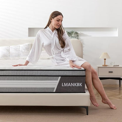 King Mattress,12 Inch King Size Mattress in a Box,Gel Memory Foam and Innerspring Hybrid Mattresses with Individual Pocket Spring for Motion Isolation,Pressure Relief,Medium Firm Feel