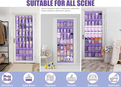 Tiblue Over The Door Shoe Organizer - 35 Mesh Pockets, Hanging Shoe Rack & Holder For Sneakers, Women's High Heels, Lavender