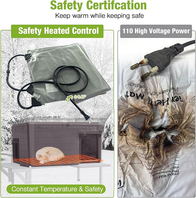 GUTINNEEN Heated Cat House Outdoor Cat House Insulated Weatherproof Feral Cat Shelter with Heated Pad and All-Round Thermal Liner for 1-3 Cats (Winter-Ready)-Mewly Pet