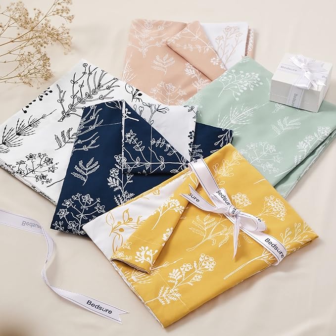 Bedsure Queen Comforter Set - Yellow Bed Set, 3 Pieces Cute Floral Bedding, 1 Soft Reversible Botanical Flowers Comforter and 2 Pillow Shams