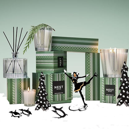 NEST New York Reed Diffuser, Birchwood Pine - 5.9 fl oz - Fragrance for Up to 90 Days - Reusable, Refillable Glass Holder - Includes 8 All-Natural Reed Sticks - Flame Free