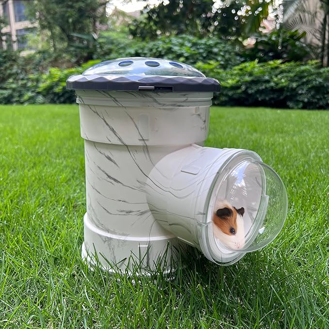 Hamster Carrier Cage, Marble Print Anti-bite and Chewproof Design, Table Chinchillas Cage for Small Guinea Pig Bird Parrot Budgies, Front and Top Ventilation-Mewly Pet