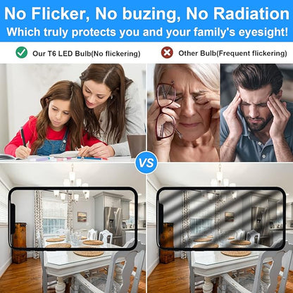 E12 LED Candelabra Bulbs Dimmable, 7W C7 Bulb Equivalent to E12 Halogen Bulb 60W, Daylight White 6000K, T6 E12 Candelabra Base, AC120V E12 Light Bulbs for Ceiling Fan, Chandelier Lighting, 6 Pack