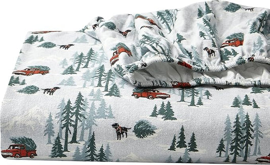 Eddie Bauer - Full Sheets, Cotton Flannel Bedding Set, Brushed For Extra Softness, Cozy Home Decor (Deer Hollow, Full)