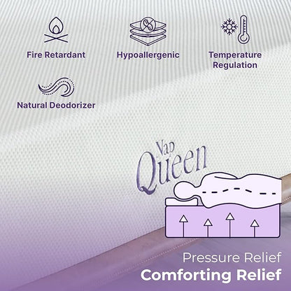 NapQueen 10 Inch Twin-XL Size Mattress, Bamboo Charcoal Memory Foam Mattress, Bed in a Box, White