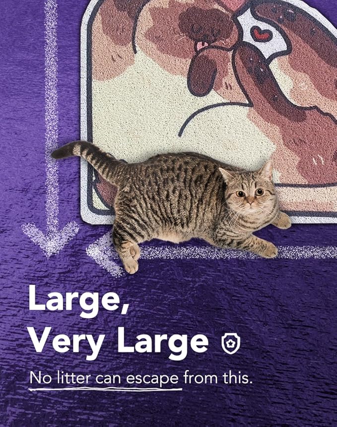 Lukamoo® Cute Cat Litter Mat (30’’x20’’), Large/L, for Kitty Litter & Cute Cat Litter Box, Litter Trapping Mat (Pointed, Cornered)-Mewly Pet
