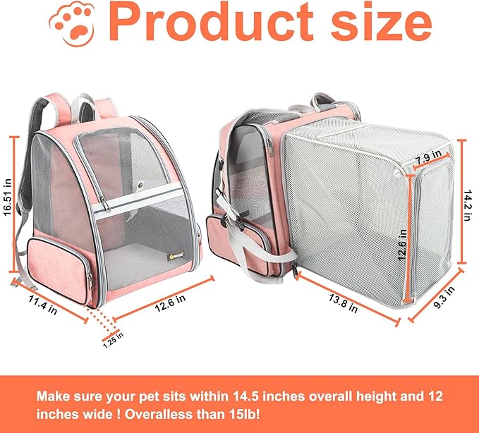 Texsens Innovative Traveler Bubble Backpack Pet Carriers with Upgraded Breathable & Expandable Tent for Cats and Dogs-Mewly Pet
