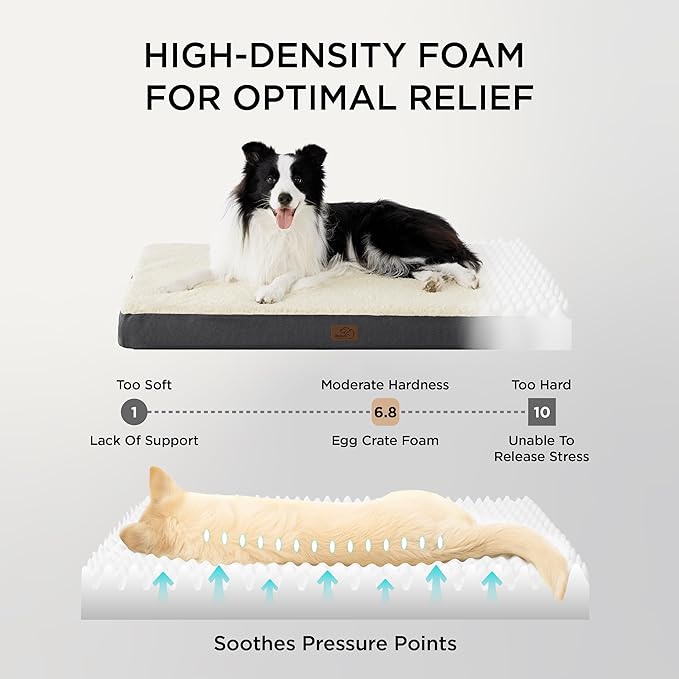Bedsure XL Dog Beds Large Sized Dog -Orthopedic Flat Extra Large Pet Beds with Removable Washable Cover, Egg Crate Foam Mat, Suitable for Pet Up to 100 lbs-Mewly Pet