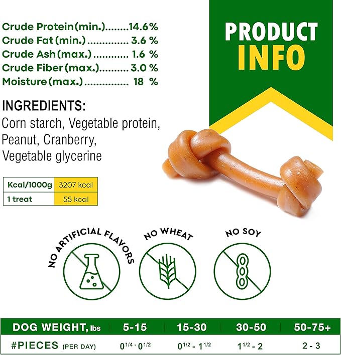 Dog Treats Peanut Butter Bones with Cranberry & Rawhide Free Chew 11 Oz - Pet Natural Mini & Big Snacks Healthy Collagen & Bulk Best Chews for Small & Large Dogs - Made for USA (Peanut Butter)-Mewly Pet