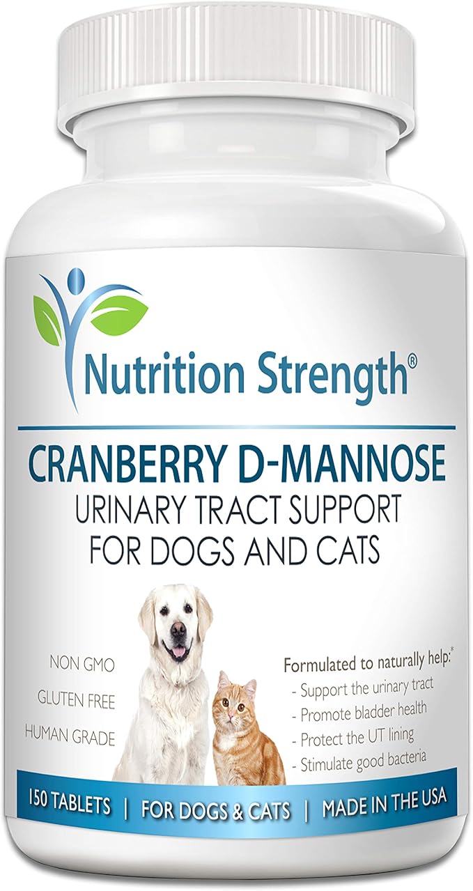 Cranberry D-Mannose for Dogs, Support for Bladder & UTI, Pet Urinary Tract + Immune Health Supplement, Cranberry for Dogs with D-Mannose & Vitamin C, 150 Chewable Tablets-Mewly Pet